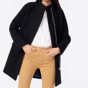 J. Crew Black Wool Blend Cocoon Coat Size 10
